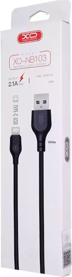 XO NB103 Flat USB 2.0 Cable USB-C male - USB-A Μαύρο 2m 16.005.0071