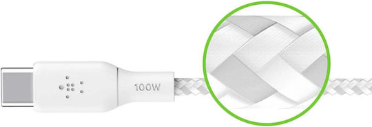 Belkin Braided USB 2.0 Cable USB-C Male - USB-C 100W PD White 2m CAB014BT2MWH