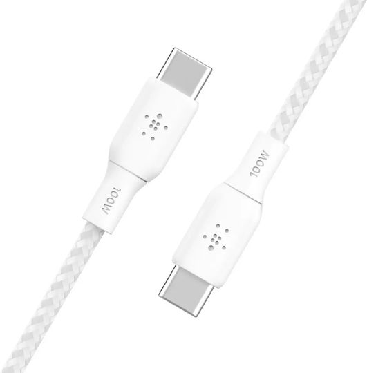 Belkin Braided USB 2.0 Cable USB-C Male - USB-C 100W PD White 2m CAB014BT2MWH