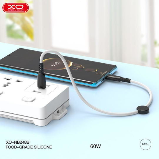 XO NB-Q248B USB 2.0 Cable USB-C Male - USB-C 60W PD Black 0.25m 16.005.0253
