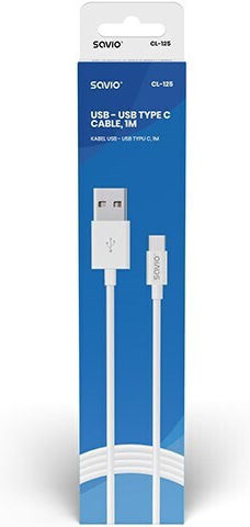 Savio USB 2.0 Cable USB-C male - USB-A Λευκό 1m CL-126