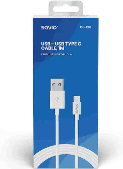 Savio USB 2.0 Cable USB-C male - USB-A Λευκό 1m CL-126