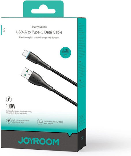 Joyroom Starry Series Cablu USB 2.0 Braided USB-C Masculin - USB-A 100W PD Negru 1m SA32-AC6