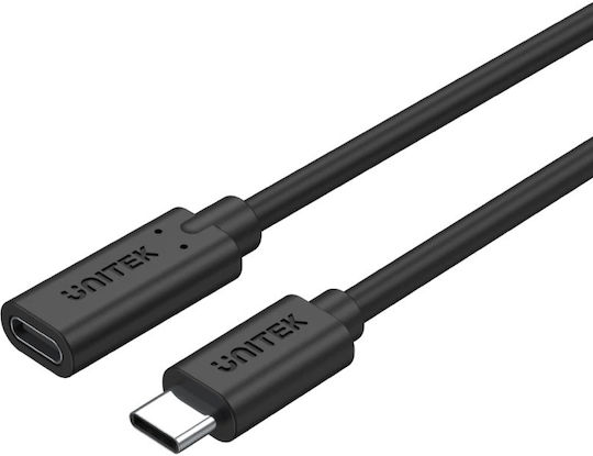Unitek USB 3.2 Video Cable USB-C male - USB-C female 100W PD Μαύρο 1m C14086BK-1M