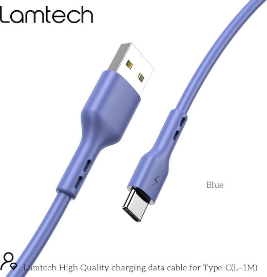 Lamtech USB 2.0 Cable USB-C male - USB-A 18W Μπλε 1m LAM446803
