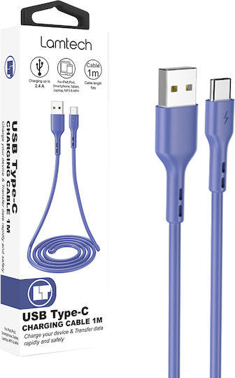 Lamtech USB 2.0 Cable USB-C male - USB-A 18W Μπλε 1m LAM446803