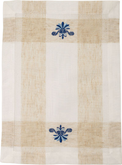 Linen Placemats No.3793 Blue 35x48cm Polyester 90% Cotton 10%