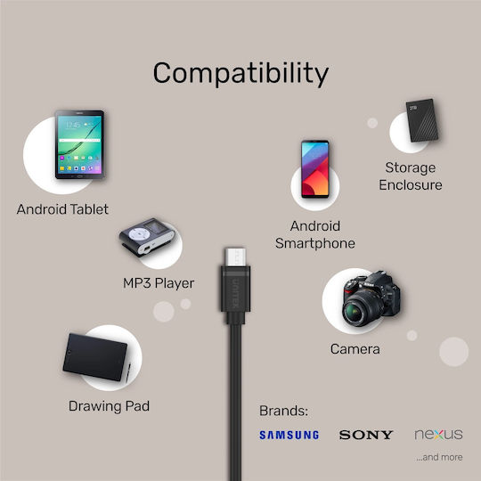 Unitek USB 2.0 Cable USB Type-C Male - Micro USB-A Black 1m