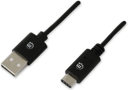 Manhattan USB 2.0 Кабел USB-C Мъжки - USB-A Черен 2м 354929