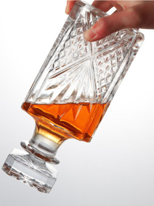 Glass Whiskey Decanter with Stopper & Glasses 6pcs