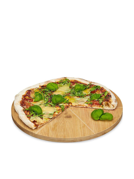 Relaxdays Plăci De Servire Pentru Pizza Din Bambus Natural 4052025202415