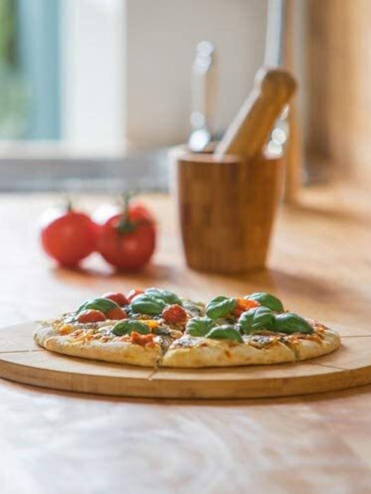 Relaxdays Plăci De Servire Pentru Pizza Din Bambus Natural 4052025202415