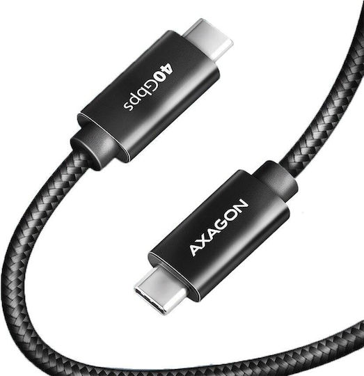 Axagon Braided USB 4 Video Cable USB-C Male - USB-C 100W PD Black 1m