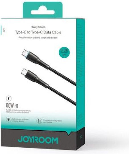 Joyroom Starry Series Geflochtenes USB 2.0 Kabel USB-C männlich - USB-C 60W PD Schwarz 1m SA32-CC3