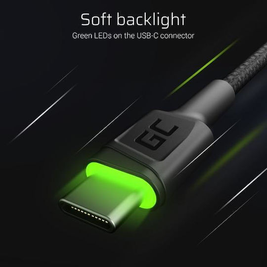 Green Cell LED USB 2.0 Kabel USB Typ-C männlich - USB-A 18W Grüne 1,2m KABGCSET02 3 Stück