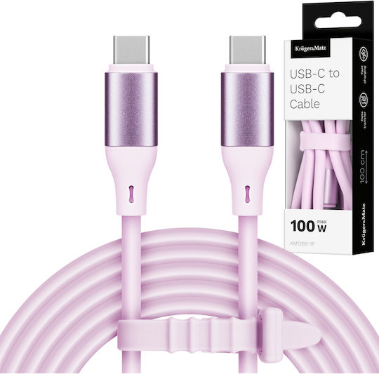 Cablu USB Type-C USB Type-C 100 W 1 M Roz Silicon Kruger&matz Basic