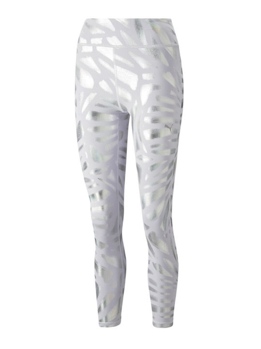 Concept 7/8 Women's Cropped Training Legging Shiny & High Waisted Silver