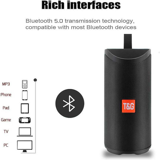 T&G TG-169 Ηχείο Bluetooth 10W με Ραδιόφωνο και Διάρκεια Μπαταρίας έως 3 ώρες Μαύρο