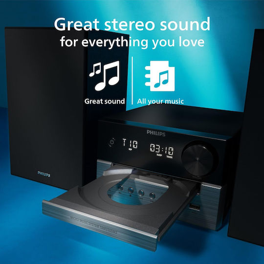 Philips Ηχοσύστημα 2.0 TAM3505M2 TAM3505M2/12 18W με CD / Digital Media Player, WiFi και Bluetooth Μαύρο