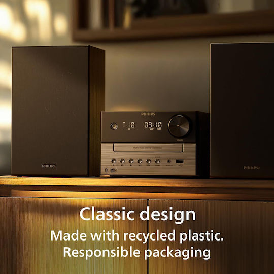 Philips Ηχοσύστημα 2.0 TAM3505M2 TAM3505M2/12 18W με CD / Digital Media Player, WiFi και Bluetooth Μαύρο