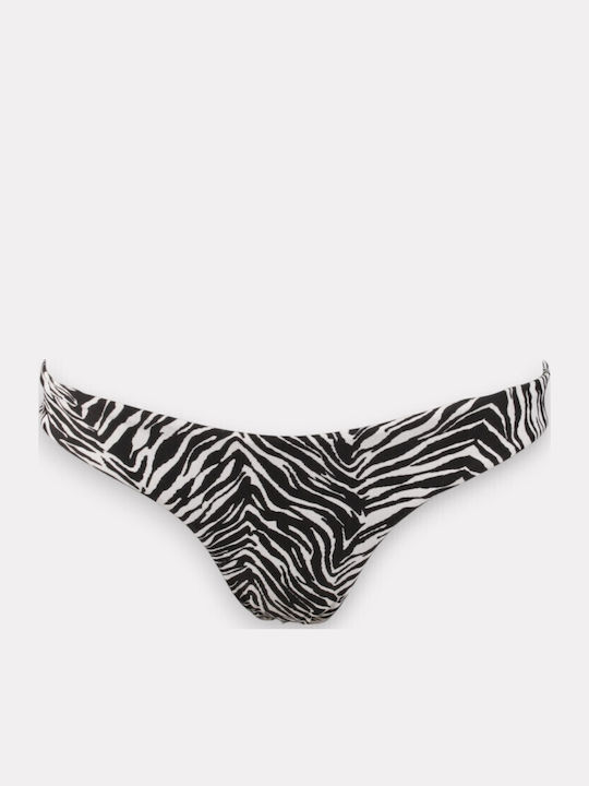 Set Bikini Τριγωνάκι με Αφαιρούμενη Ενίσχυση & Brazil Animal Print Μαύρο - Λευκό