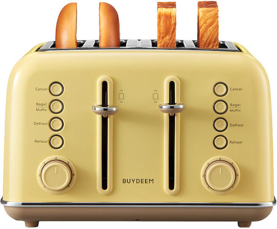 Buydeem Toaster 4 Slots 1800W Yellow