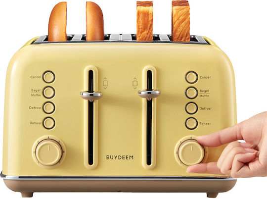 Buydeem Toaster 4 Slots 1800W Yellow