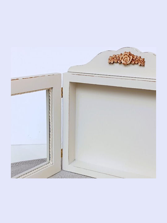 Korres Craft Flowers Cottage Tabletop Rectangle Wedding Crown Case Wooden White 29x30cm
