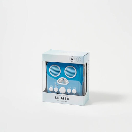 Sunnylife Beach Sounds Bluetooth-Lautsprecher mit Radio und Akkulaufzeit bis zu 6 Stunden Blau