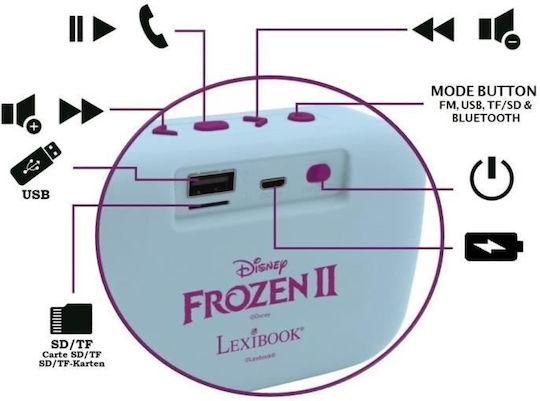 Lexibook Bluetooth Speaker with Radio and Battery Life up to 4 hours Frozen BT018FZ