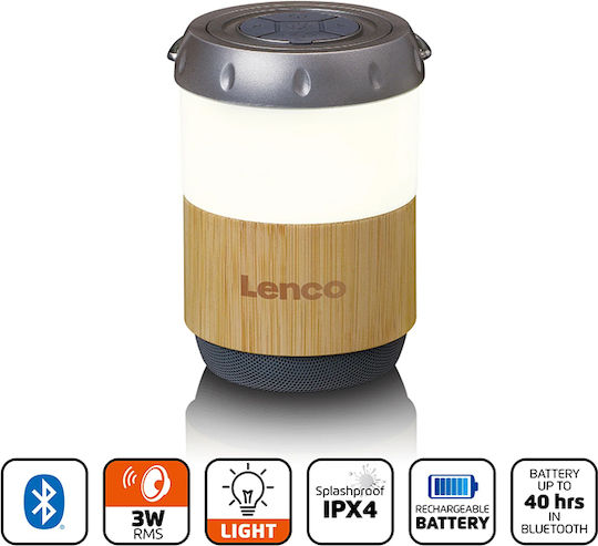 Lenco BTL-030BA Ηχείο Bluetooth 3W με Διάρκεια Μπαταρίας έως 40 ώρες Bamboo-White