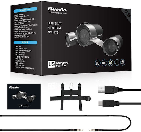 Bluedio US Ηχείο Bluetooth 5W με Διάρκεια Μπαταρίας έως 5 ώρες Black/Silver