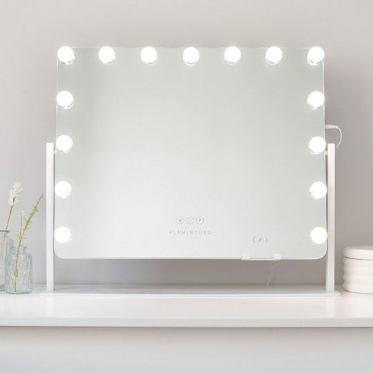 Flamingueo Makeup Mirror with Light 64x54.5cm White