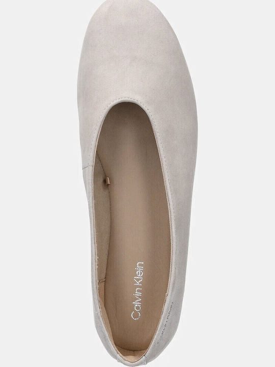Suede Pointy Ballerinas Beige