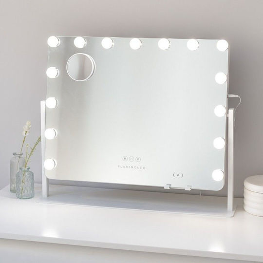 Flamingueo Makeup Mirror with Light 64x54.5cm White