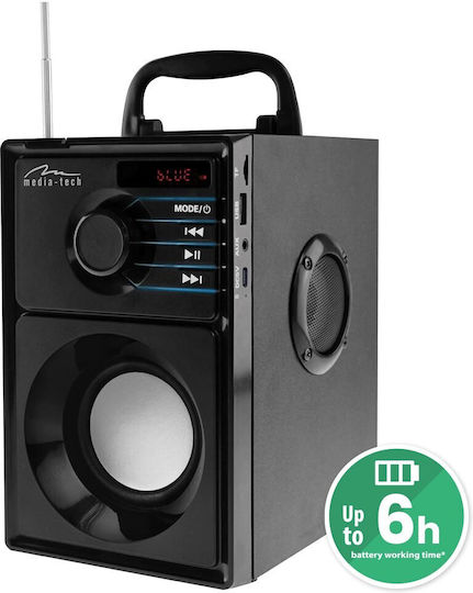 Media-Tech Boombox BT Bluetooth Speaker 15W with Radio and Battery Life up to 6 hours Black