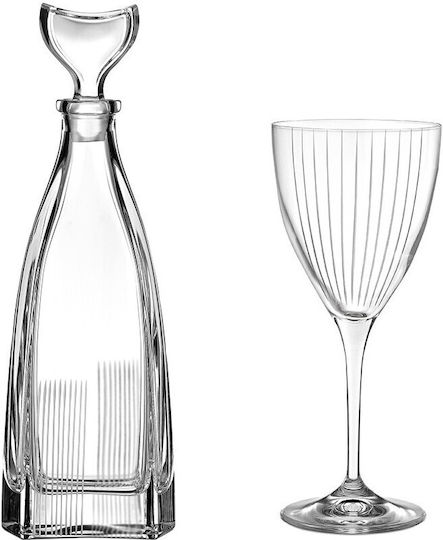 Wedding Set Crystal Decanter and 3 Glasses Capolavoro 77