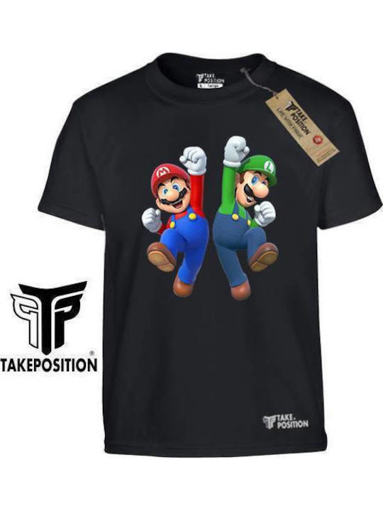 Kids T-Shirts Cartoon Prints Cotton Takeposition H-cool Super Mario Bros Black 806-1197