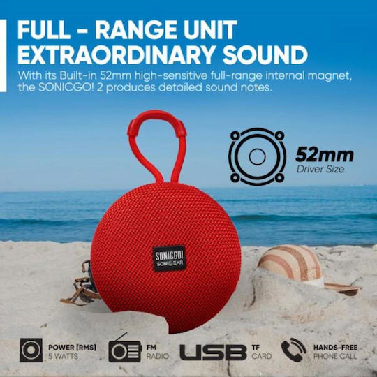 Sonic Gear Sonicgo 2 Bluetooth Speaker 5W with Radio and Battery Life up to 4 hours Red