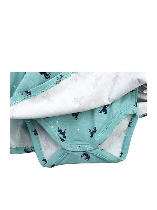Karfitswmenos Gatos Baby Mädchenkleid Integriertes Body & Muster Einhörner
