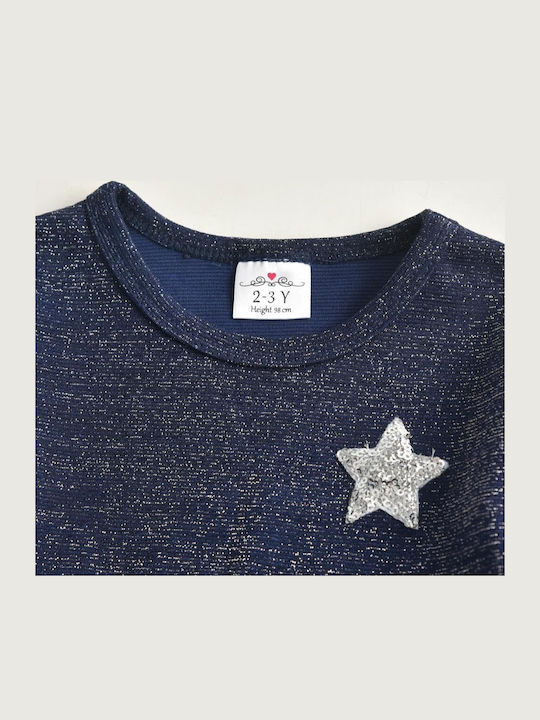 Vikita Rochie pentru Copii Mânecă lungă Din tul Blue-Grey