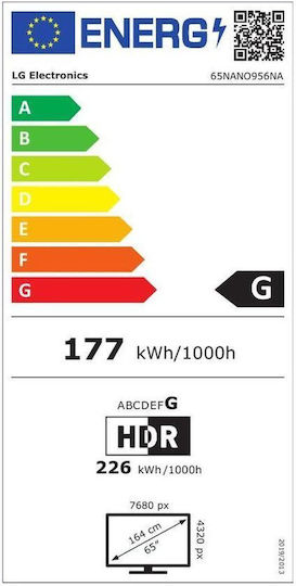 LG Smart Τηλεόραση 65" 8K UHD LED NanoCell NANO95 HDR (2020) 65NANO956NA