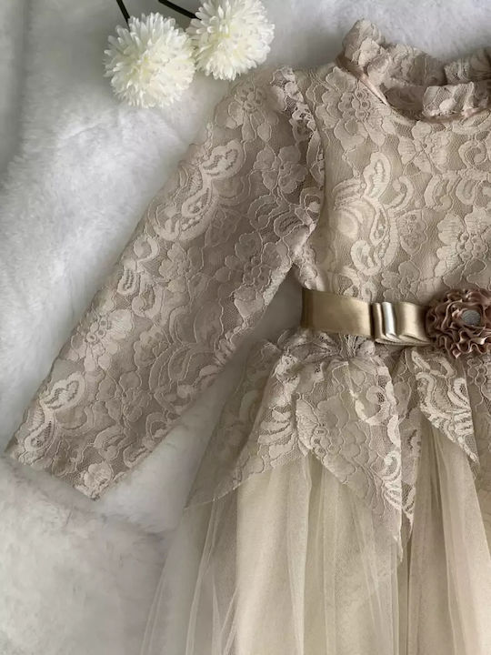 Beige Mädchenkleider Mädchenkleider Spitze