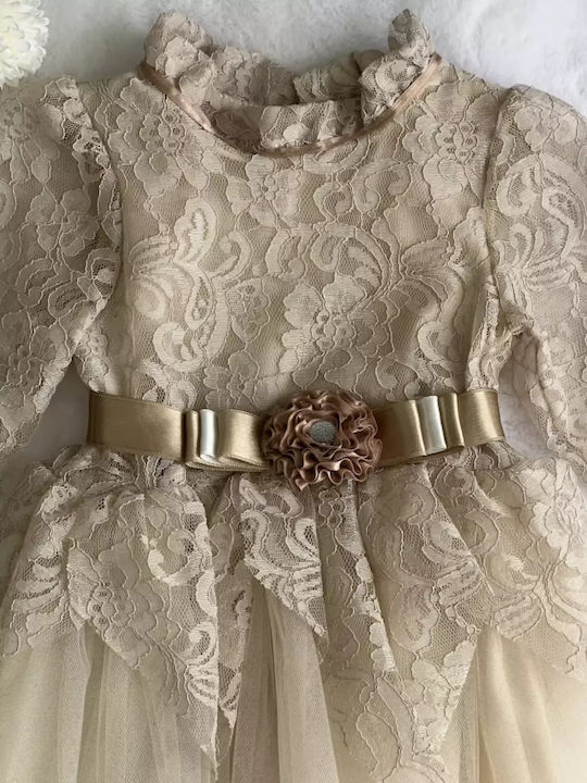 Beige Mädchenkleider Mädchenkleider Spitze