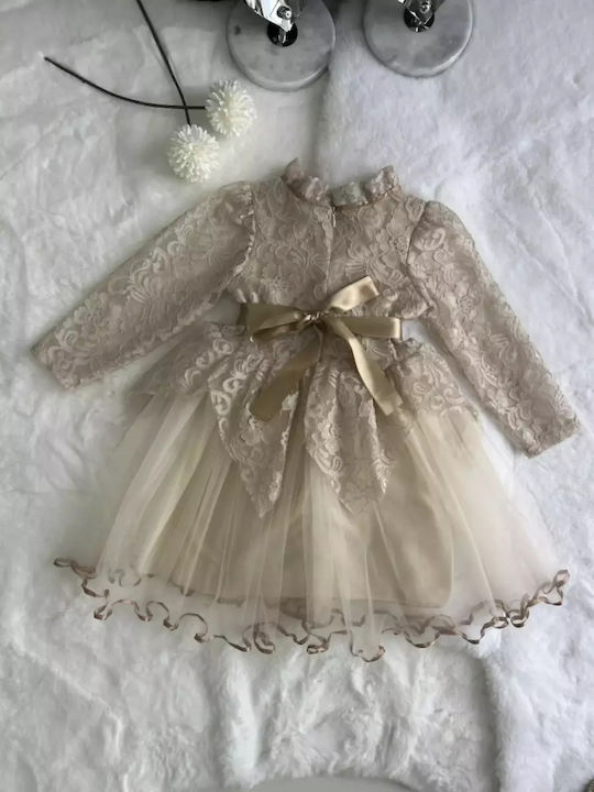 Beige Mädchenkleider Mädchenkleider Spitze