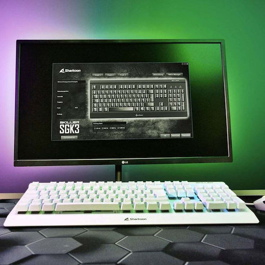 Sharkoon Skiller SGK3 Gaming Μηχανικό Πληκτρολόγιο με Kailh Red διακόπτες και RGB φωτισμό (Αγγλικό US) Λευκό