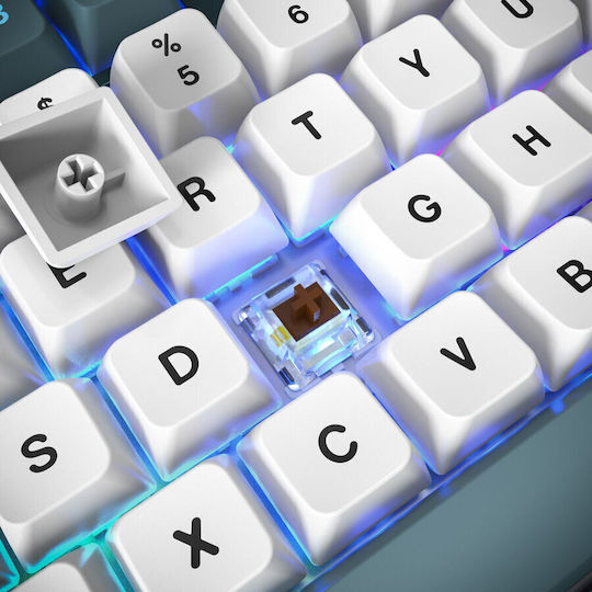Montech MK87FB Гейминг Инженерен Клавиатура Без Ключове с Gateron G-Pro Brown Превключватели и RGB Осветление Английски (САЩ) Син