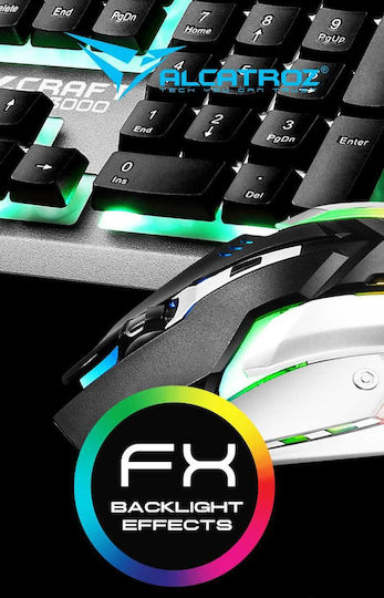 Alcatroz X-Craft XC3000 Σετ Gaming Πληκτρολόγιο με RGB φωτισμό & Ποντίκι (Αγγλικό US) Γκρι