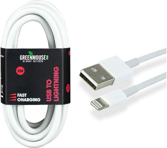 Green Mouse Regular USB-A la Cablu Lightning Alb 2m (46956538)