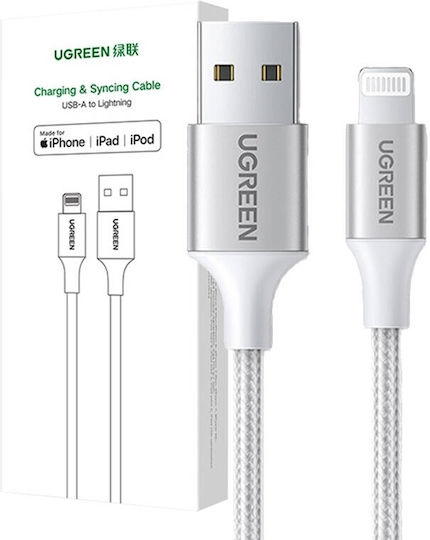 Ugreen Braided USB to Lightning Cable Ασημί 1m (60161)